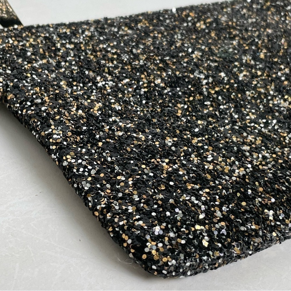 EXPRESS Y2K Gold Silver Black Glitter Sparkle Zip Wristlet Clutch - Picture 6 of 16